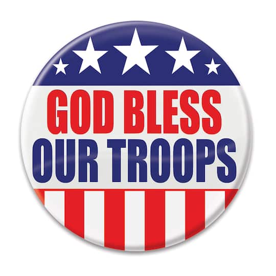 Besitle 2" Red, White & Blue God Bless Our Troops Buttons, 6ct.